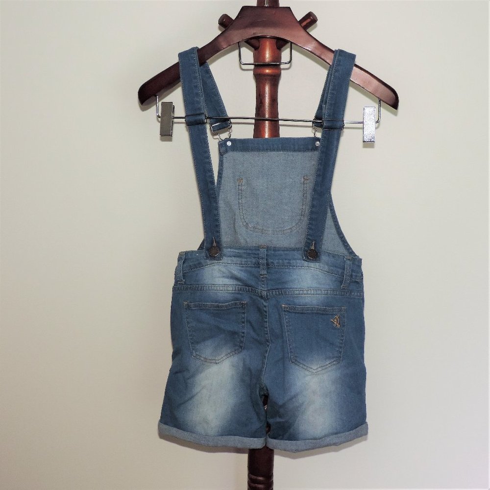 V.I.P. Jeans distressed/destroyed stretch denim shortalls/bib overall shorts - Picture 4 of 4